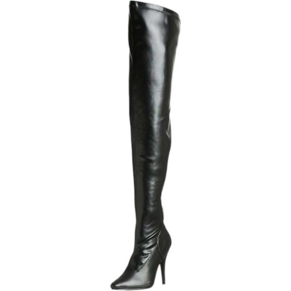 Pleaser Women's Seduce-3000 Thigh-high Black Matte  Zip Boots  Size 6